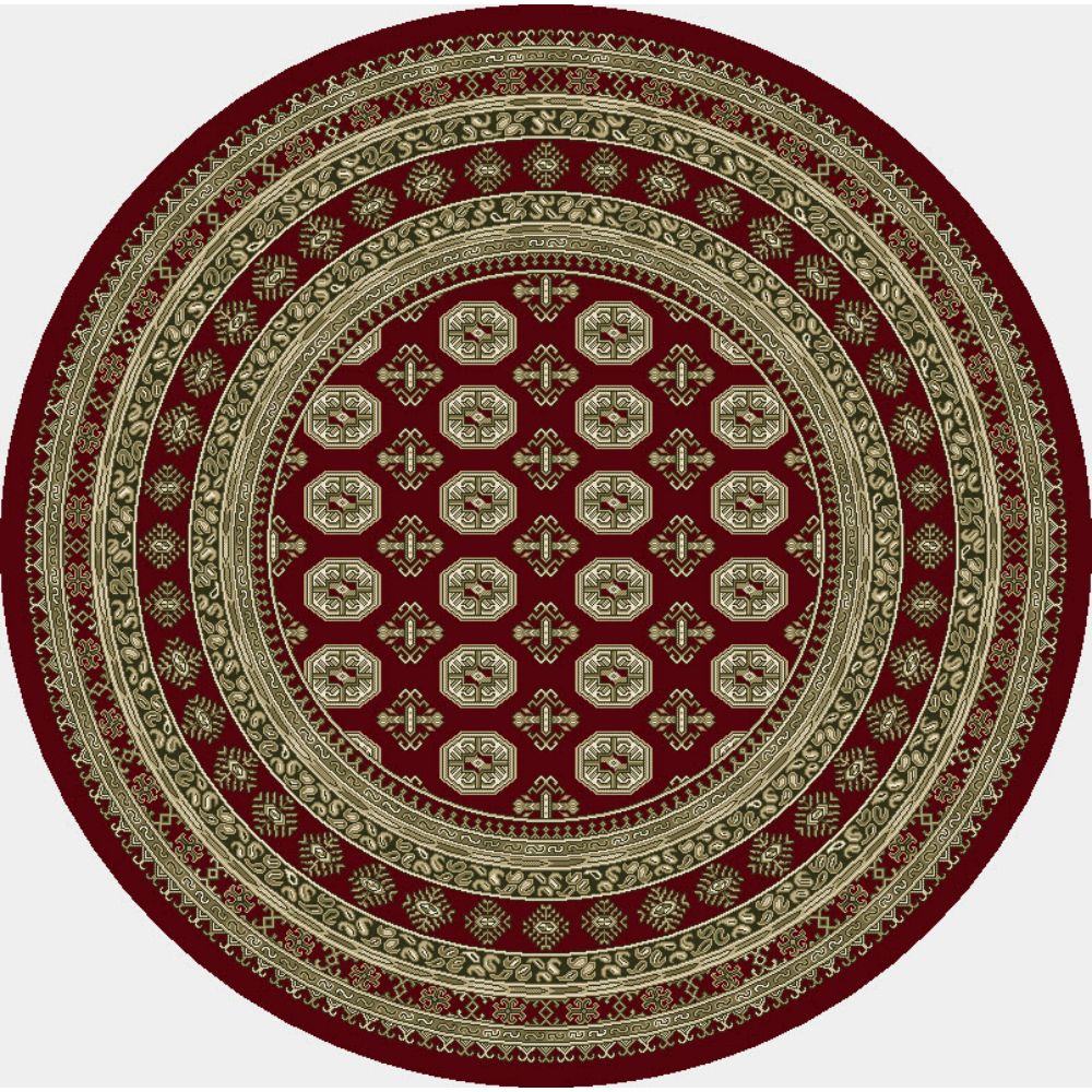 Dynamic Rugs 57102-1293 Ancient Garden 5.3 Ft. X 5.3 Ft. Round Rug in Red/Beige